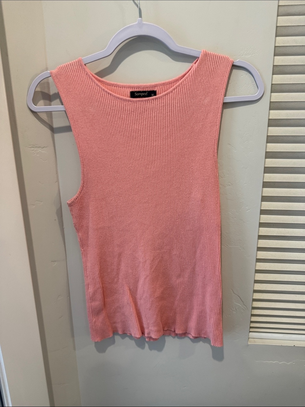Pink Ribbed Sleeveless Tank Top